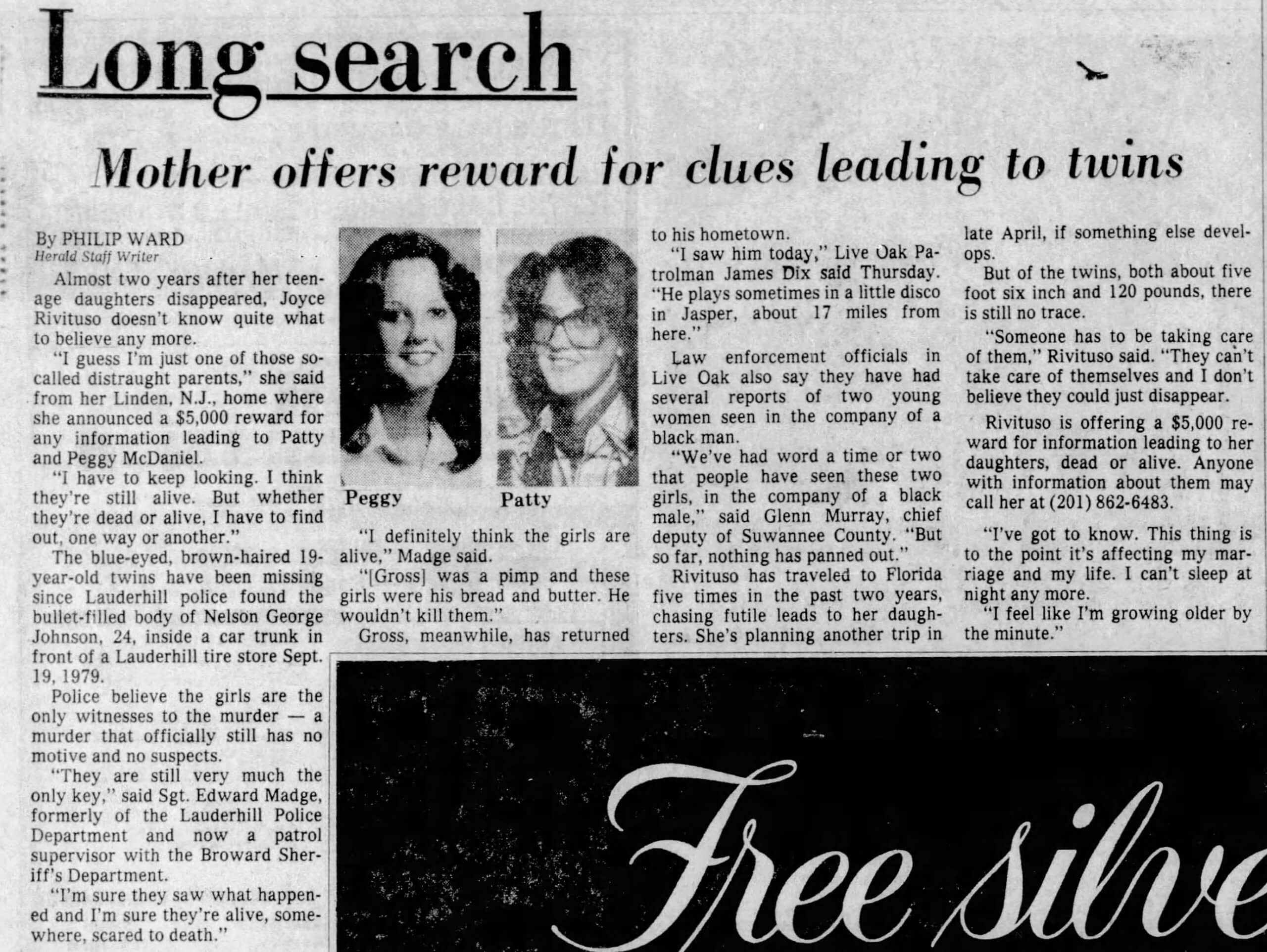 peggy patty mcdaniel twins florida unsolved cold case missing person