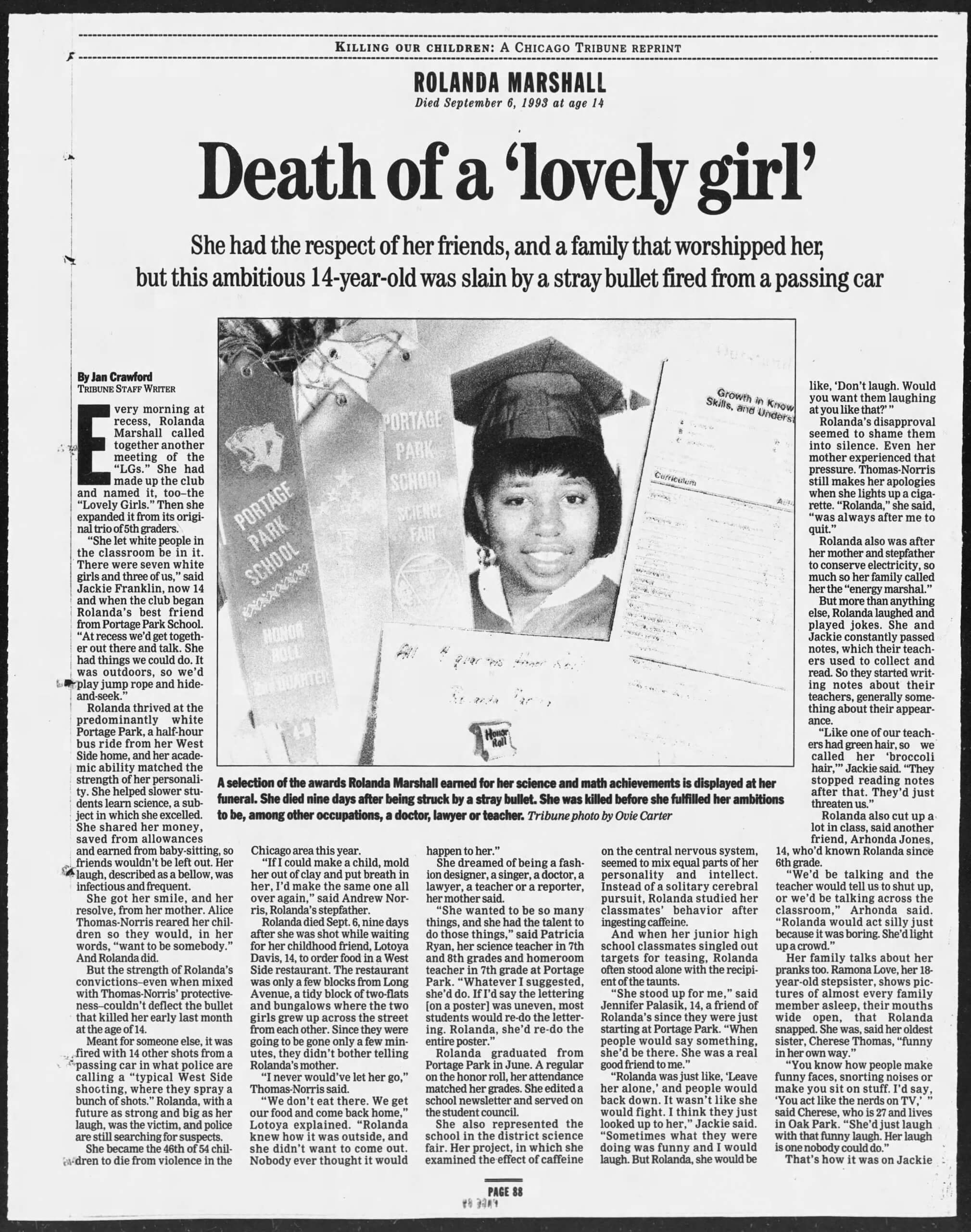 rolanda marshall kesia unsolved murder cold case 1993 chicago gun violence alice thomas norris