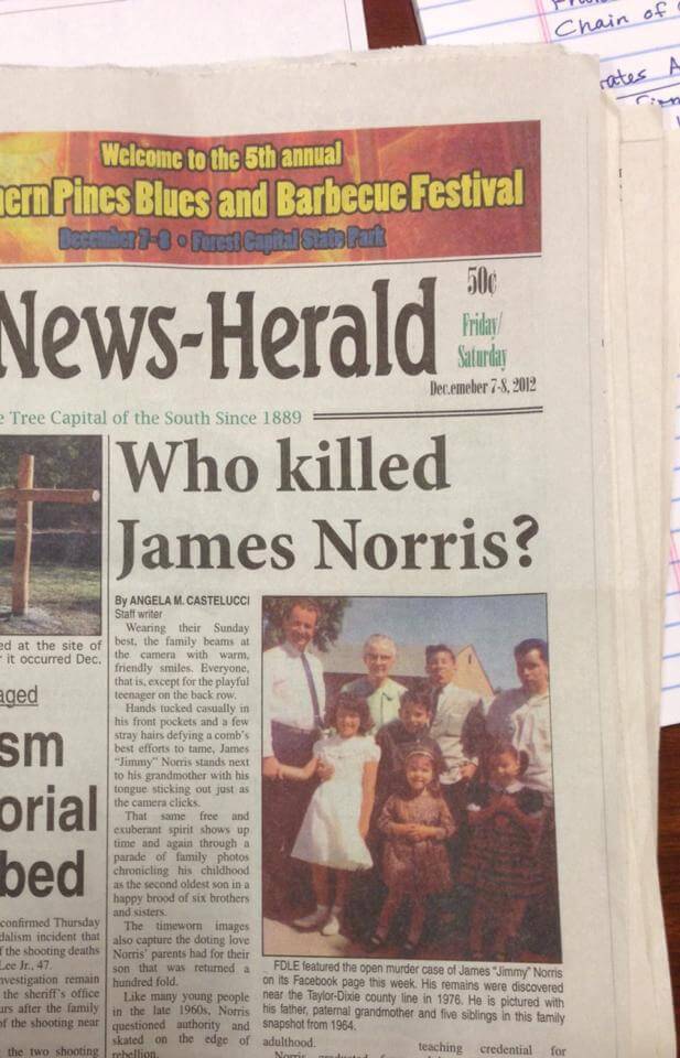 james norris unsolved murder cold case florida dixie county california