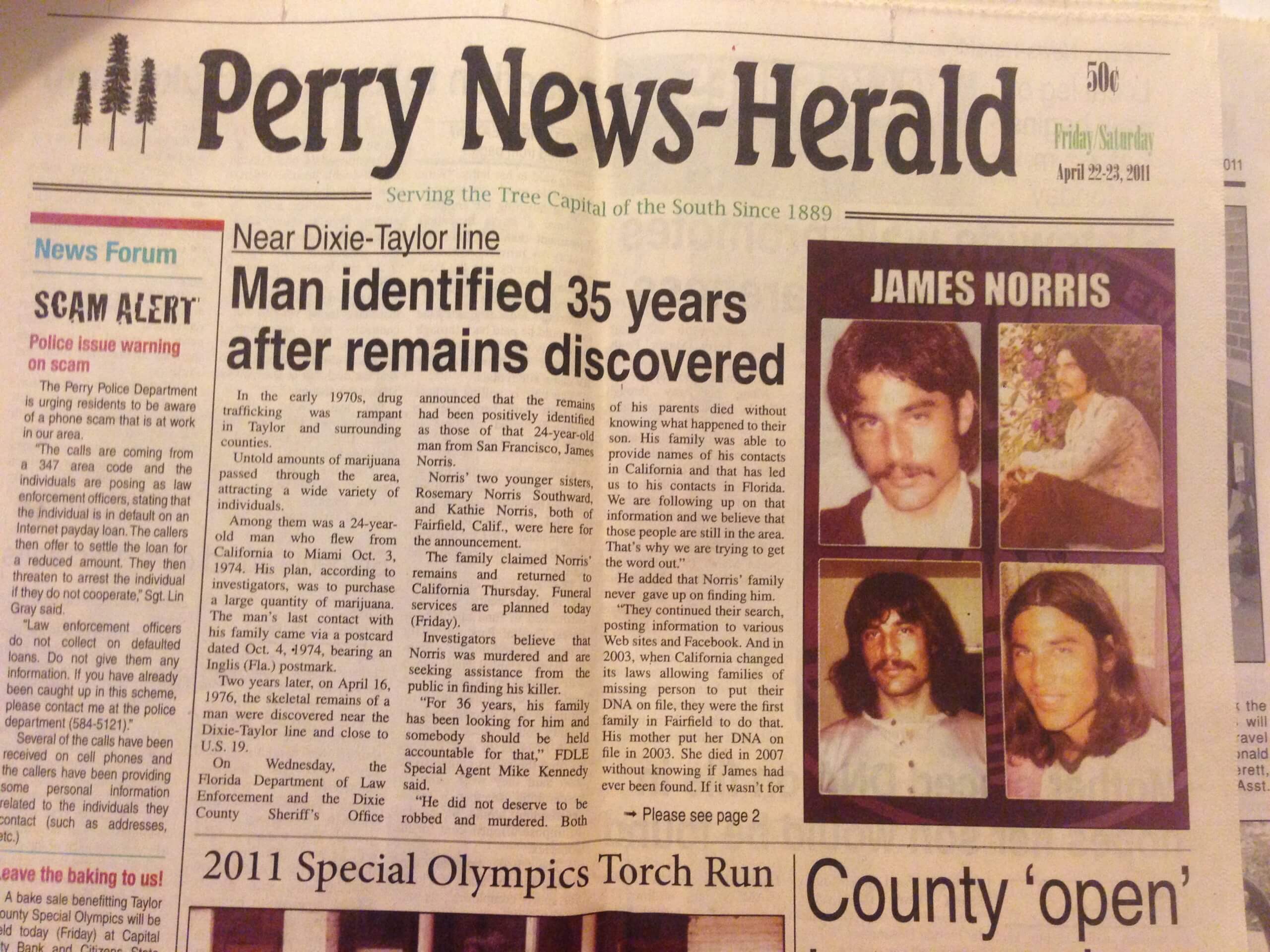 james norris unsolved murder cold case florida dixie county california