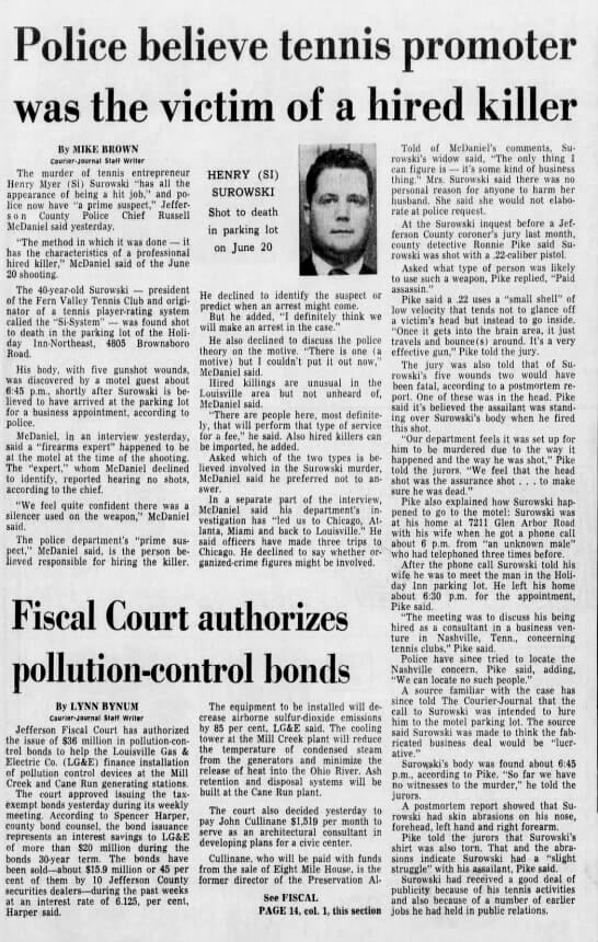 henry Surowski si unsolved murder cold case louisville kentucky 1976 tennis