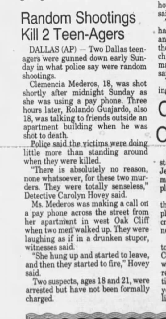 rolando guarjardo unsolved murder cold case dallas texas 1994